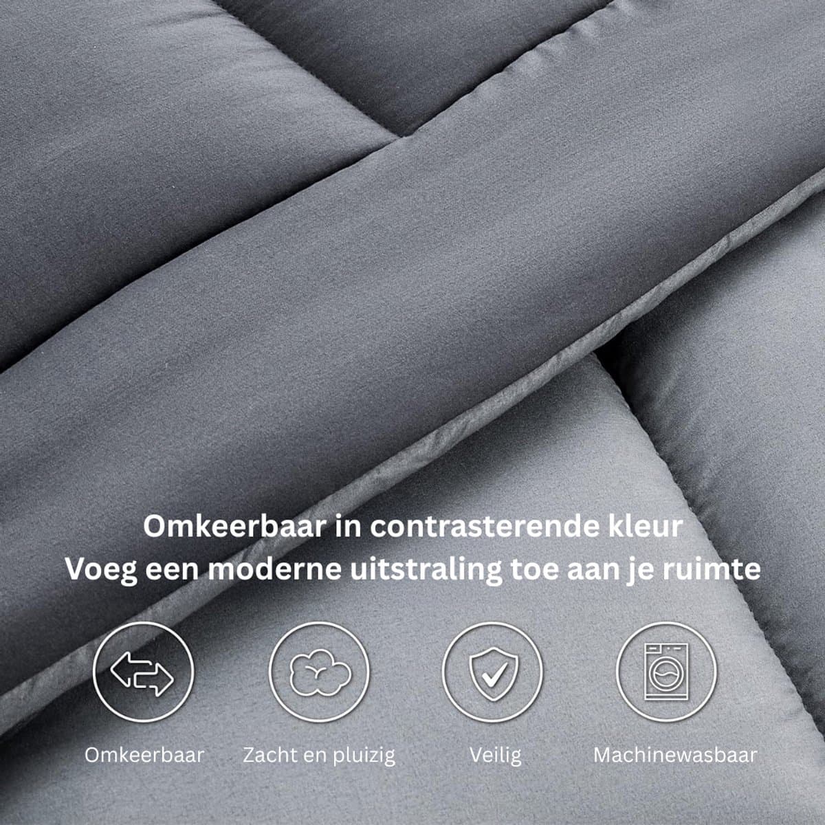 JMZR® Dekbed 240x220 - 2 Persoons 4 Seizoenen - Wasbaar - Extra Zacht - Grijs