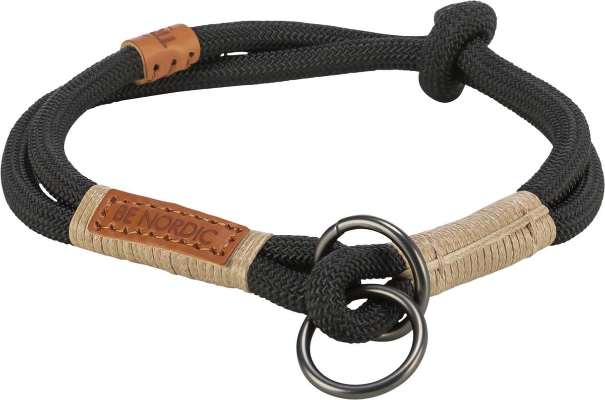 Trixie Be Nordic - Halsband Hond Half-Slip - Zwart/Zand - Maat XS/S - 30x0.6cm