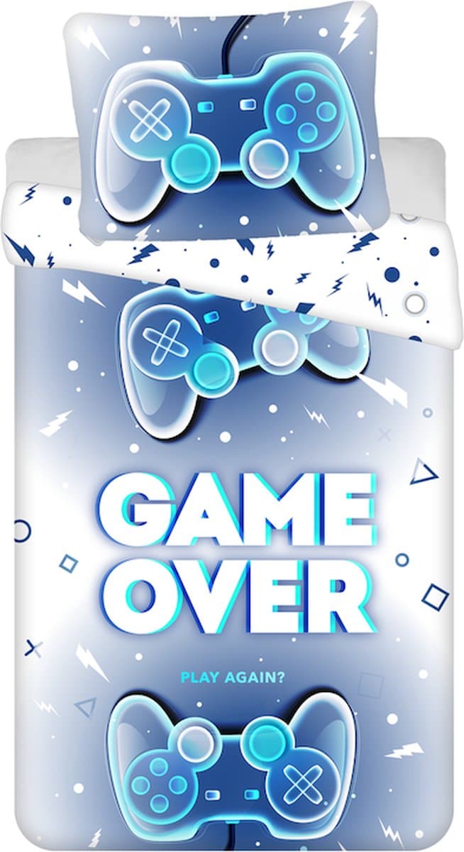 Gamer Dekbedovertrek Game Over 140 x 200 cm - 70 x 90 cm