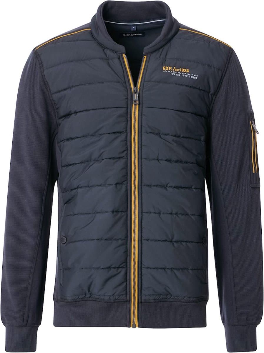 Casa Moda Vest Met Elasthan Opstaande Kraag Blauw - XL