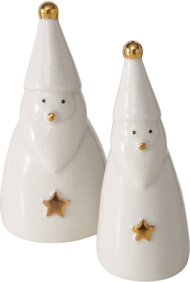 Twee porseleinen figuren JELKI, witte Kerstmannen