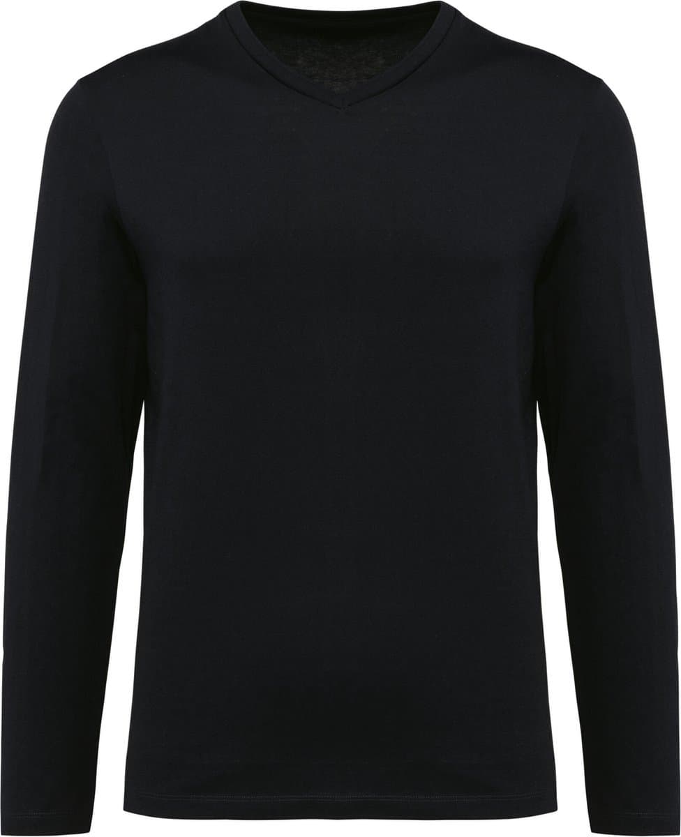 Kariban Premium Supima® heren-T-shirt V-hals lange mouwen PK306 - Black - S