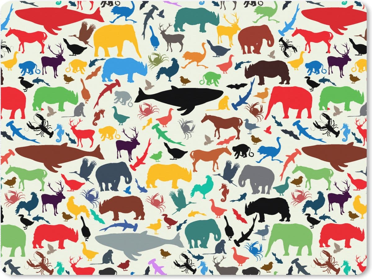 Muismat XXL 80x60 cm - Bureau onderlegger - Bureau mat Regenboog - Dieren - Patronen - Kinderen - Bureaumat - Gaming mousepad xl - Bureaulegger groot - Computer deskmat