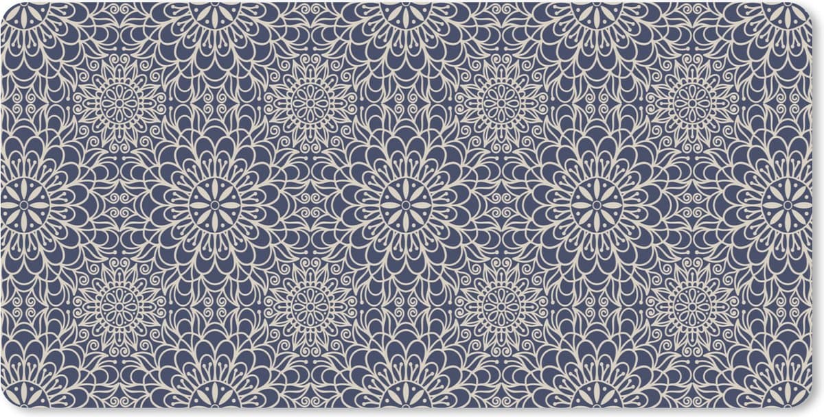 Muismat XXL 120x60 cm - Bureau onderlegger - Bureau mat Mandala - Blauw - Patronen - Bureaumat - Gaming mousepad xl - Bureaulegger groot - Computer deskmat