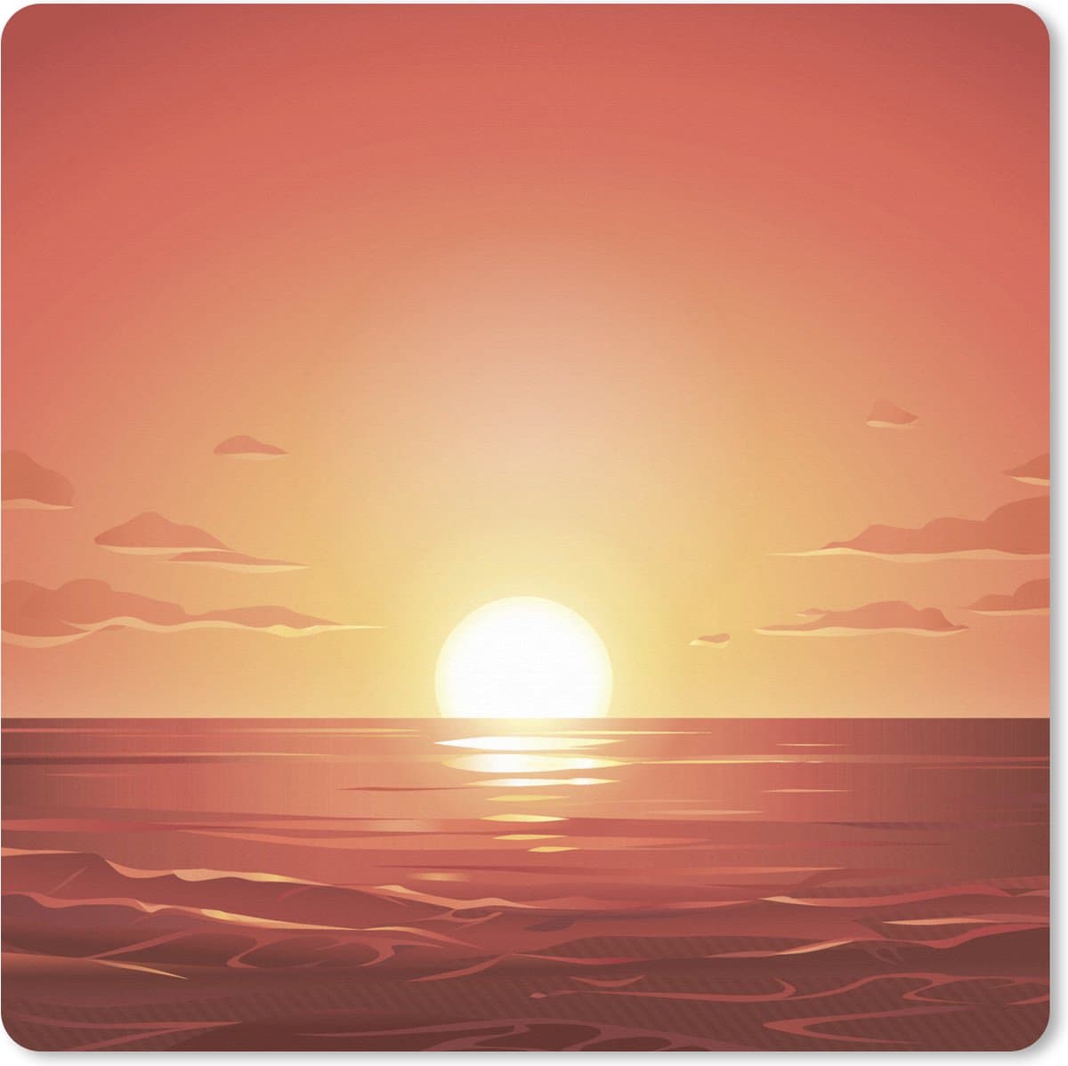 Muismat XXL 40x40 cm - Bureau onderlegger - Bureau mat Zee - Zon - Oranje - Bureaumat - Gaming mousepad xl - Bureaulegger groot - Computer deskmat