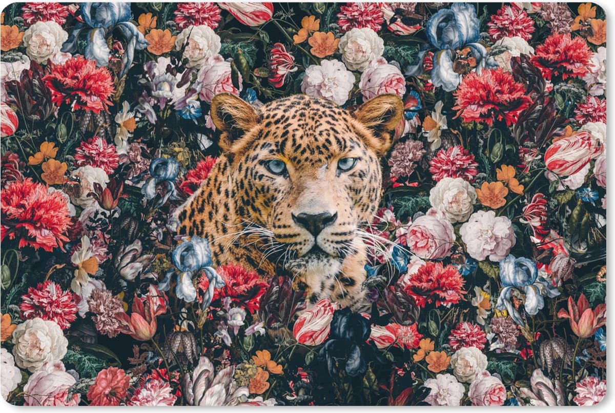 Muismat XXL 90x60 cm - Bureau onderlegger - Bureau mat Luipaard - Bloemen - Dieren - Bureaumat - Gaming mousepad xl - Bureaulegger groot - Computer deskmat
