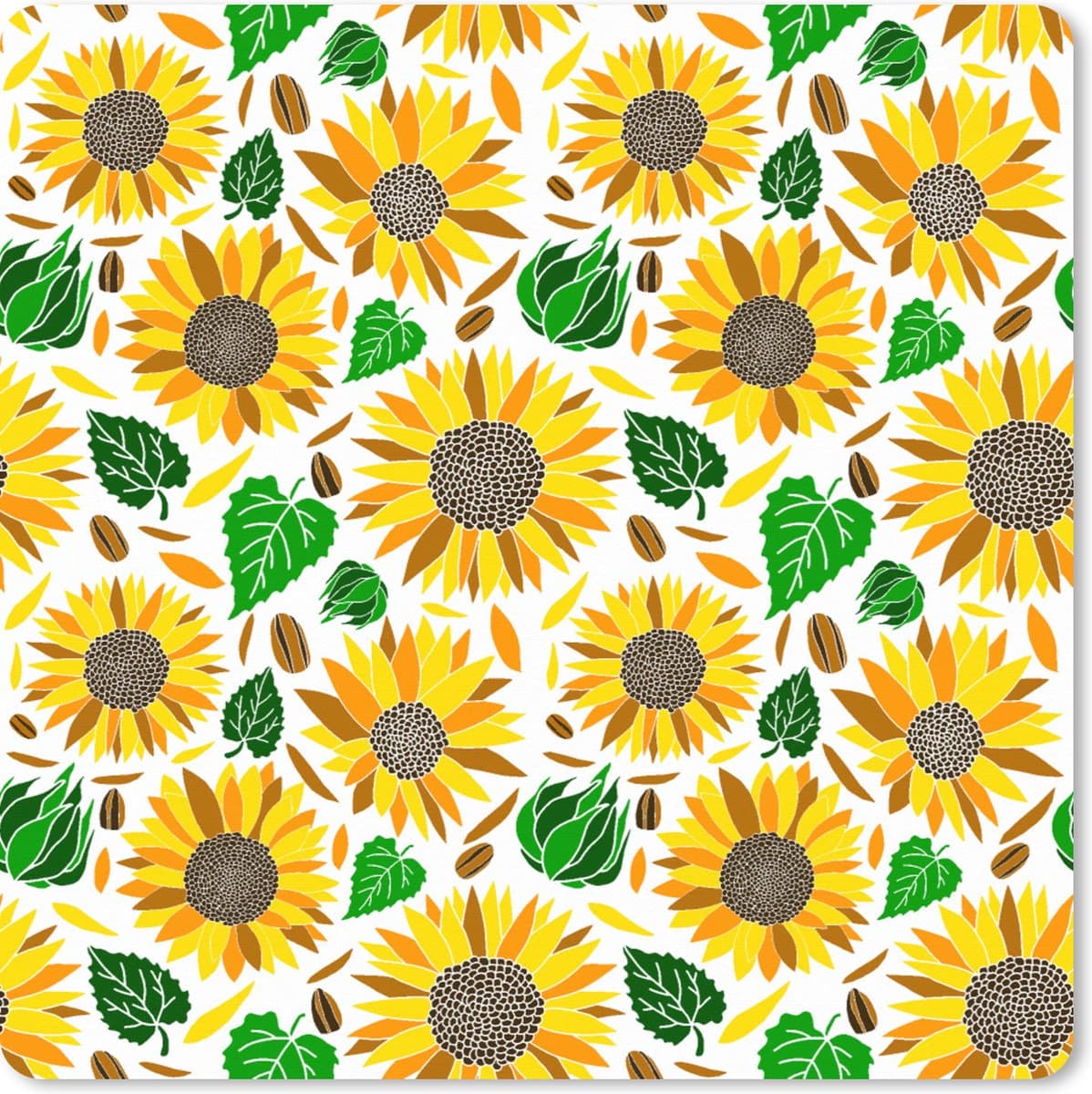 Muismat XXL 80x80 cm - Bureau onderlegger - Bureau mat Zonnebloem - Bladeren - Patronen - Bureaumat - Gaming mousepad xl - Bureaulegger groot - Computer deskmat