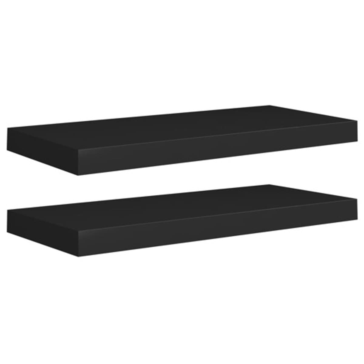 VidaXL Drijvende Wandplanken Set - 2 stuks, 60 x 23,5 x 3,8 cm, zwart