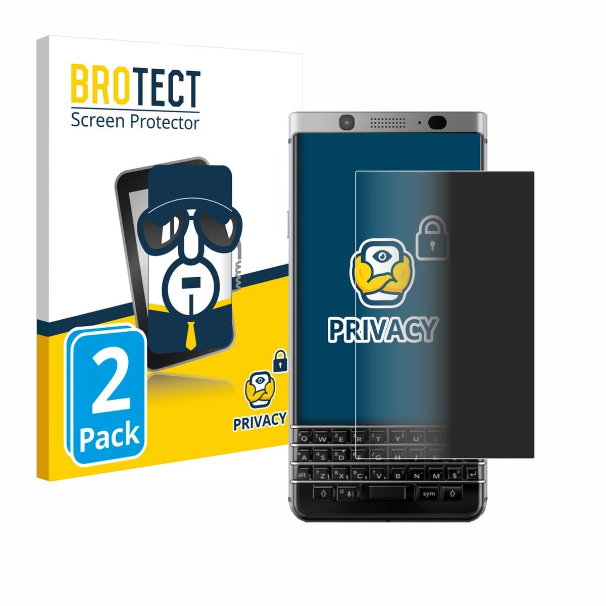 BROTECT - privacy screenprotector voor BlackBerry Keyone - Folie Beschermfolie Blauwlichtfilter 2 Stuks