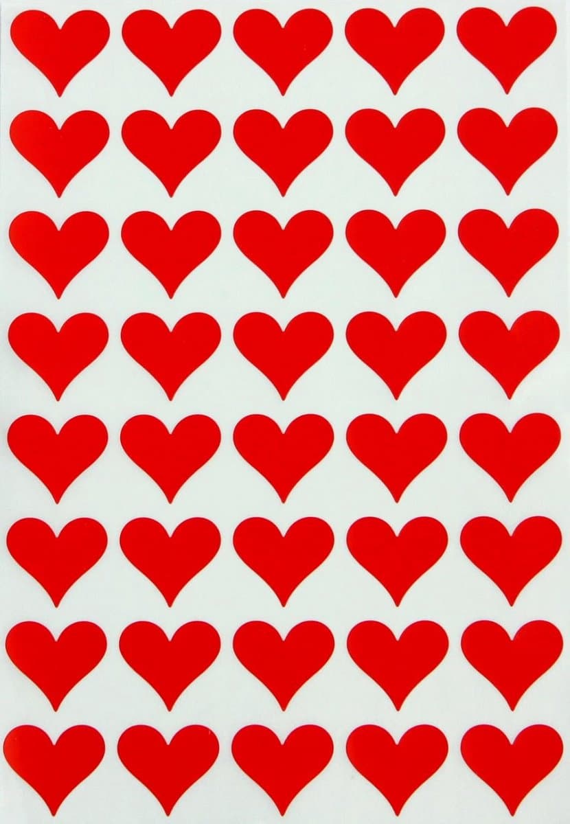 600 Stuks Rode Hartvormige Stickers 19MM voor Valentijnsdag en Feestdecoratie