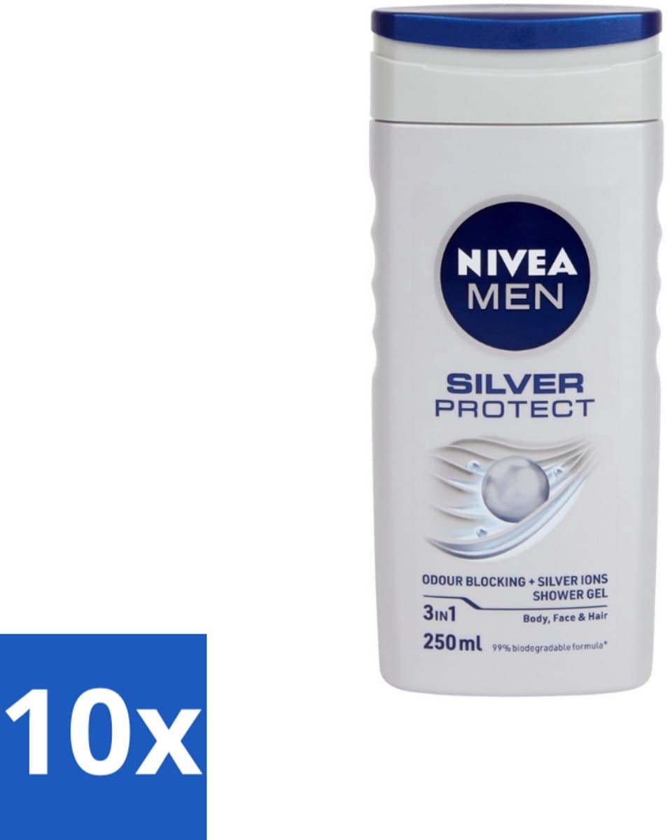 Nivea Men – Douchegel – Silver Protect – 250 ml - Bulkverpakking - 10 stuks