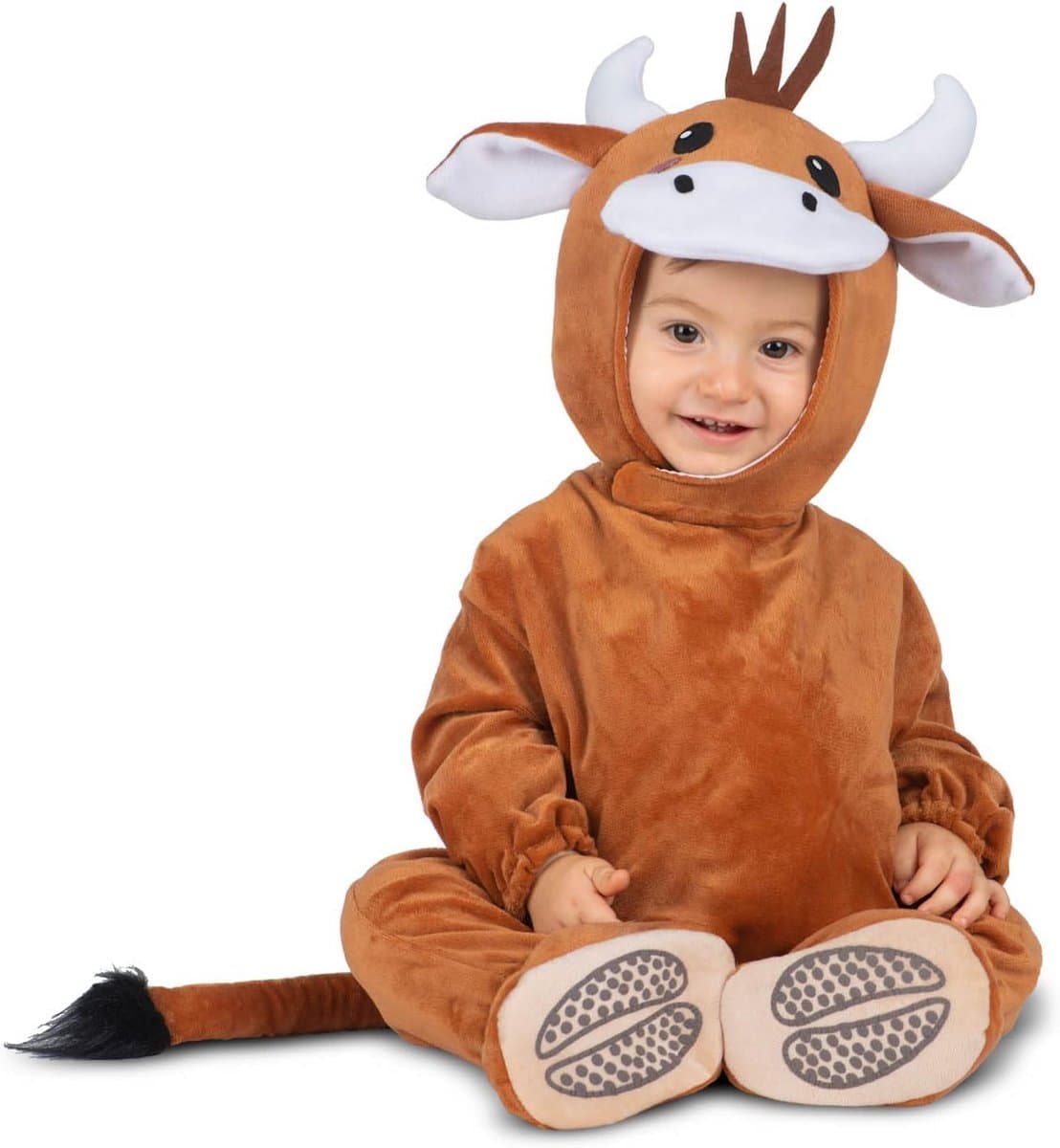Lief Kostuum Koe Jongen Meisje 7-12 Maanden - Inclusief Hoofddeksel, Overall, Staart en Schoenen
