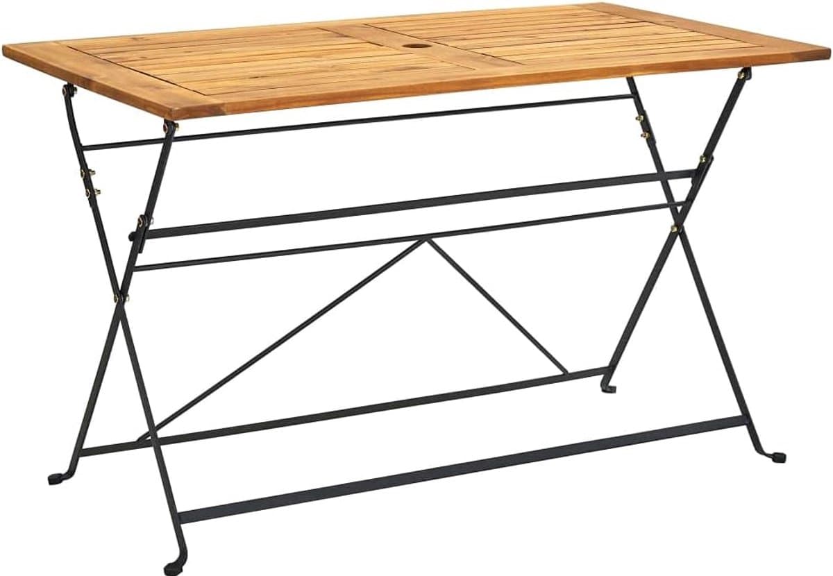 Inklapbare tuintafel - Balkon terras tafel - Buiten eten - Met parasolgat - 120 x 70 x 74 cm