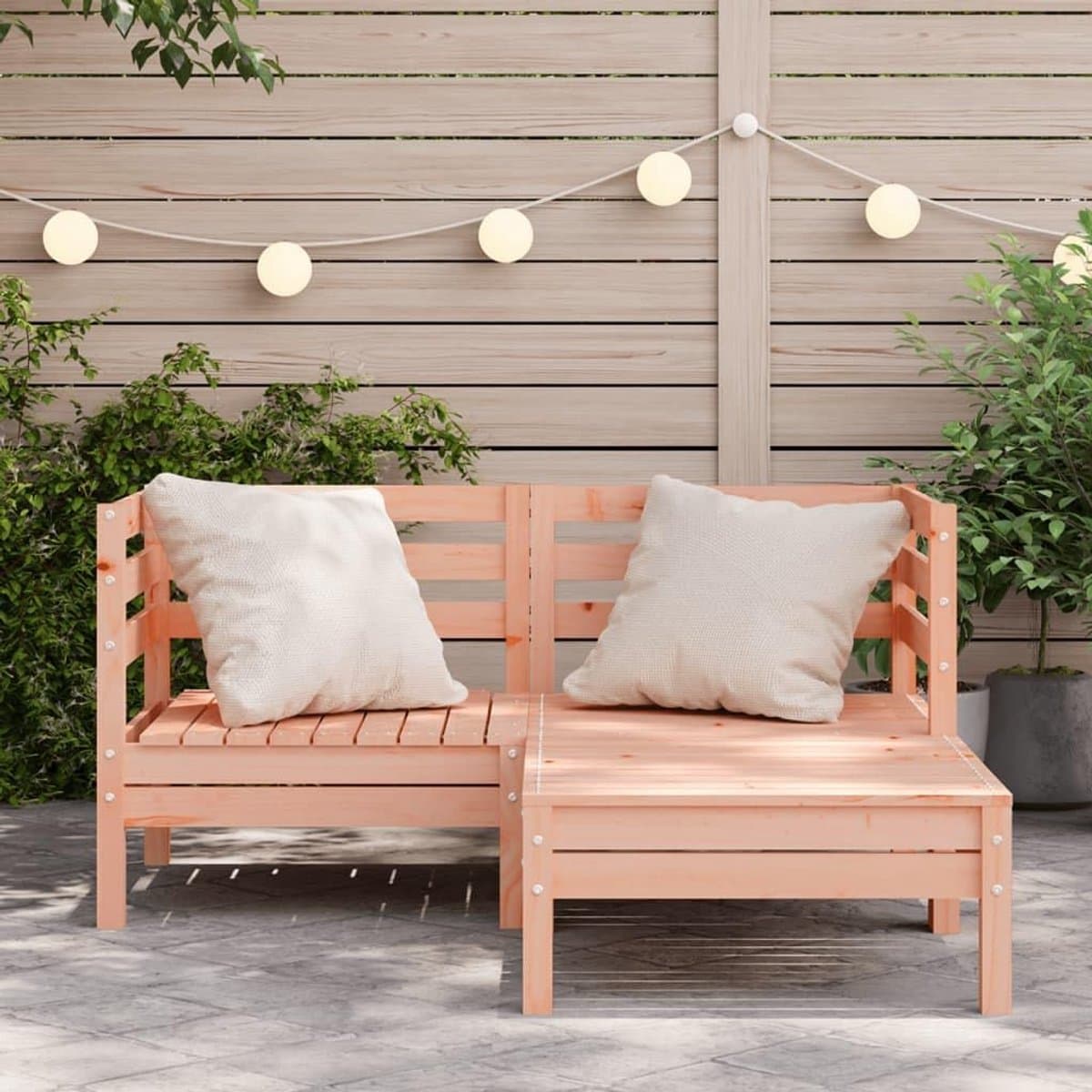 Modulaire 2-zits tuinbank met voetenbank Douglas hout buiten lounge set