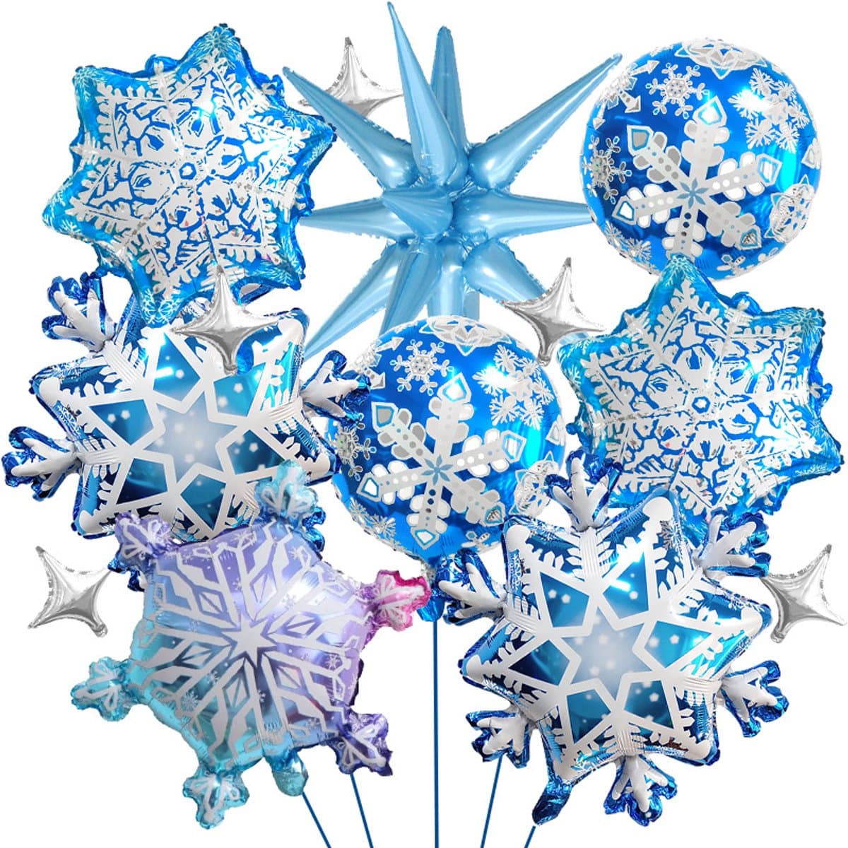 Kraftverdia - Ballonnen voor een verjaardagsfeest met sneeuw- en ijsthema - 13 Stuks Aluminiumfolieballonnen - Kinderfeestje Meisje - Feest Versiering - Cadeau