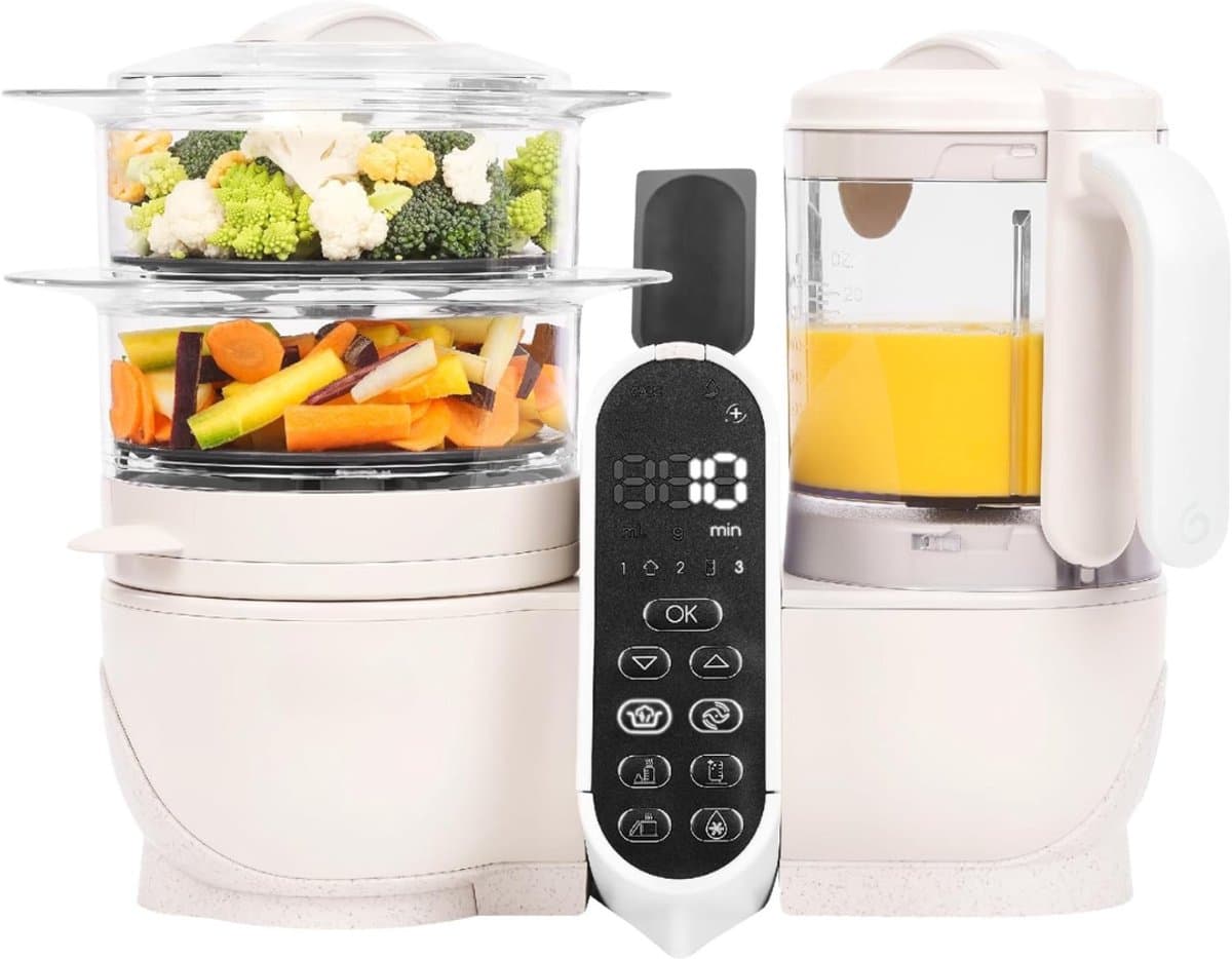 SVN® Stoomkoker baby - Stomer en Blender - 6-in-1 Multifunctionele Baby Cooker - Beige - 22cm x 28cm x 38cm;3.83 kg