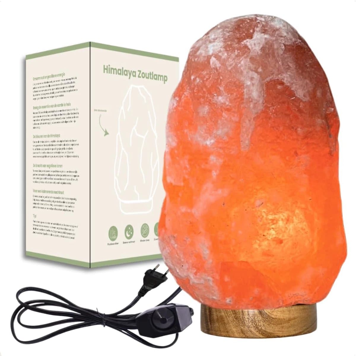 AMA® Zoutlamp - Zoutsteenlamp - Nachtlampje - Handgemaakt - 2 KG - 12x12x17cm - Oranje/Roze