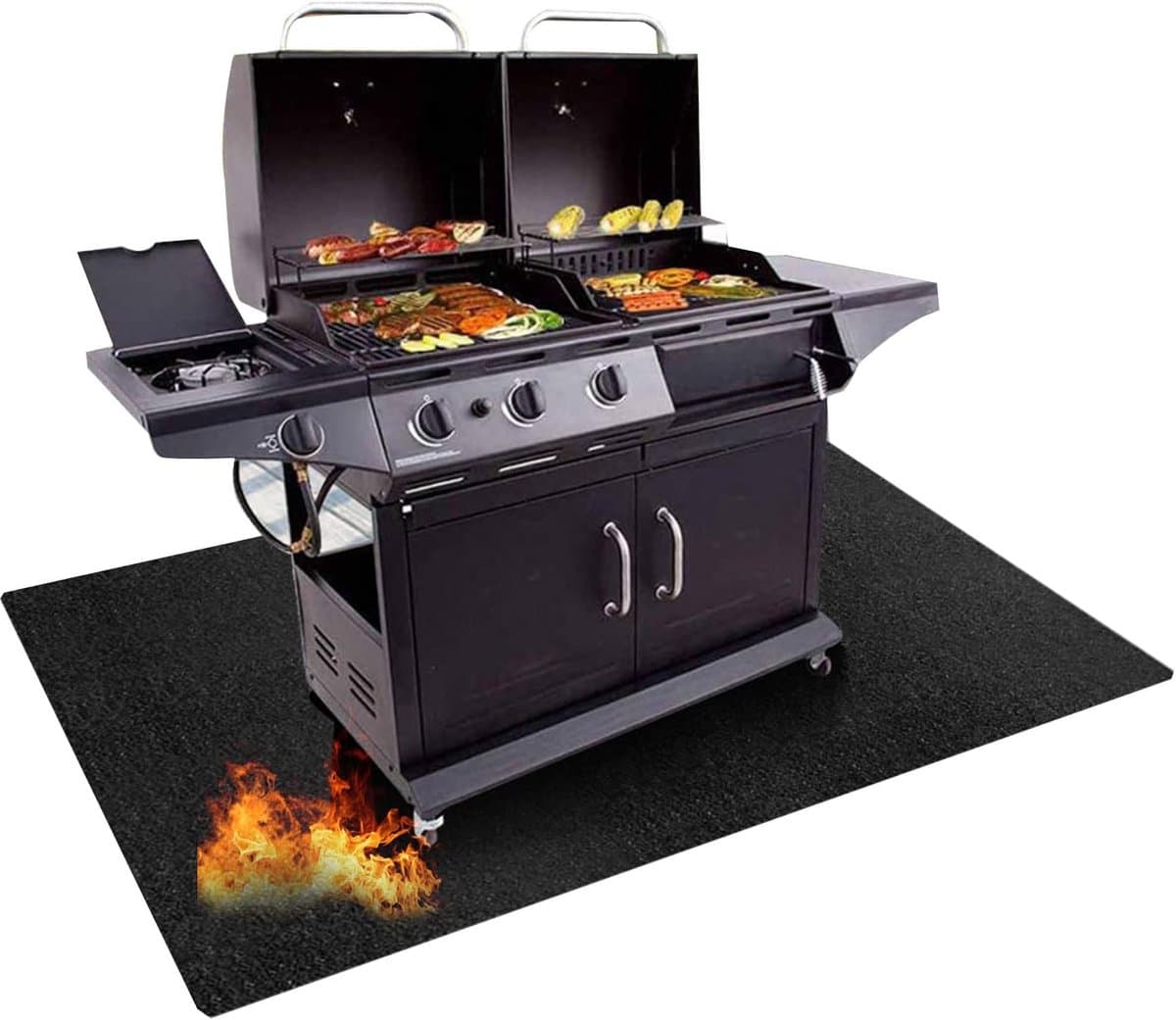 Famanu – Vuurvaste onderlegger - opvouwbare grillmat - vloerbescherming - grillmat voor gasgrill - grillbeschermingsmat - brandbeschermingsmat - grillmatten voor outdoor - grillmat - open haard - gazon en camping