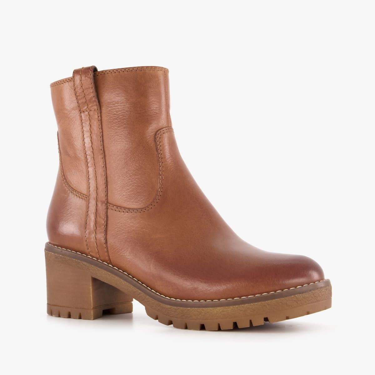 Harper leren dames boots cognac - Maat 38