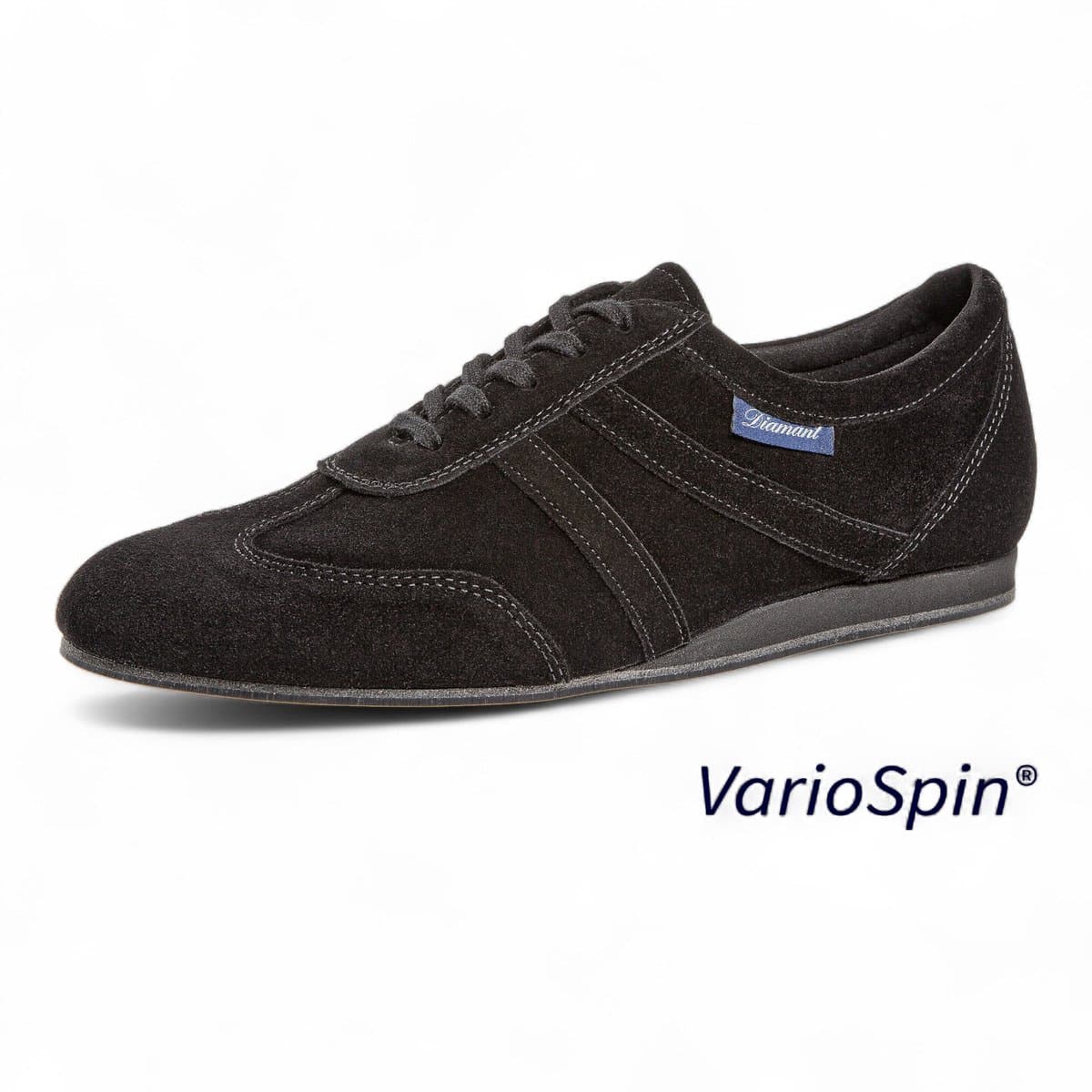 Extra Brede Danssneaker van Suede - Diamant 133 - 426 - 001 - V - VarioSpin zool - Lichtgewicht - Doorlopende zool - Heren danssneaker - Dansen Binnen & Buiten - Vetersluiting - Latin, Ballroom, Salsa, Kizomba, Bachata - Diamant - Zwart - 40.5