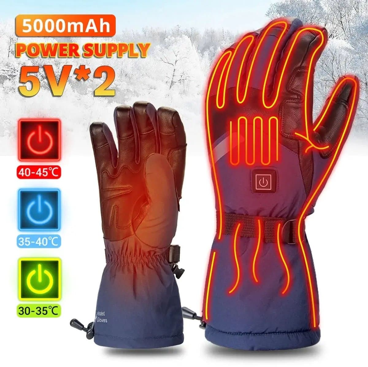 Elektrische Verwarmde Handschoenen Winter Maat L – Oplaadbare Waterdichte Thermo Handschoenen voor Skiën, Snowboarden, Jagen, Vissen & Buitenactiviteiten – Warme Handschoenen Tegen Koude Handen
