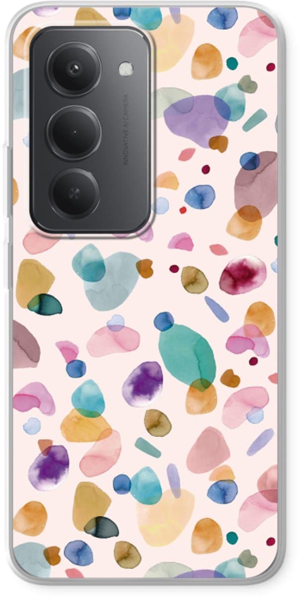 Case Company® - Hoesje geschikt voor Xiaomi Redmi 15 hoesje - Terrazzo Memphis - Soft Cover Telefoonhoesje - Bescherming aan alle Kanten en Schermrand