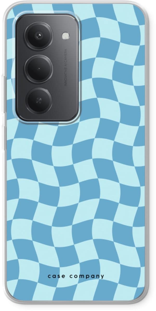Case Company® - Hoesje geschikt voor Xiaomi Redmi 15 hoesje - Grid Blauw - Soft Cover Telefoonhoesje - Bescherming aan alle Kanten en Schermrand