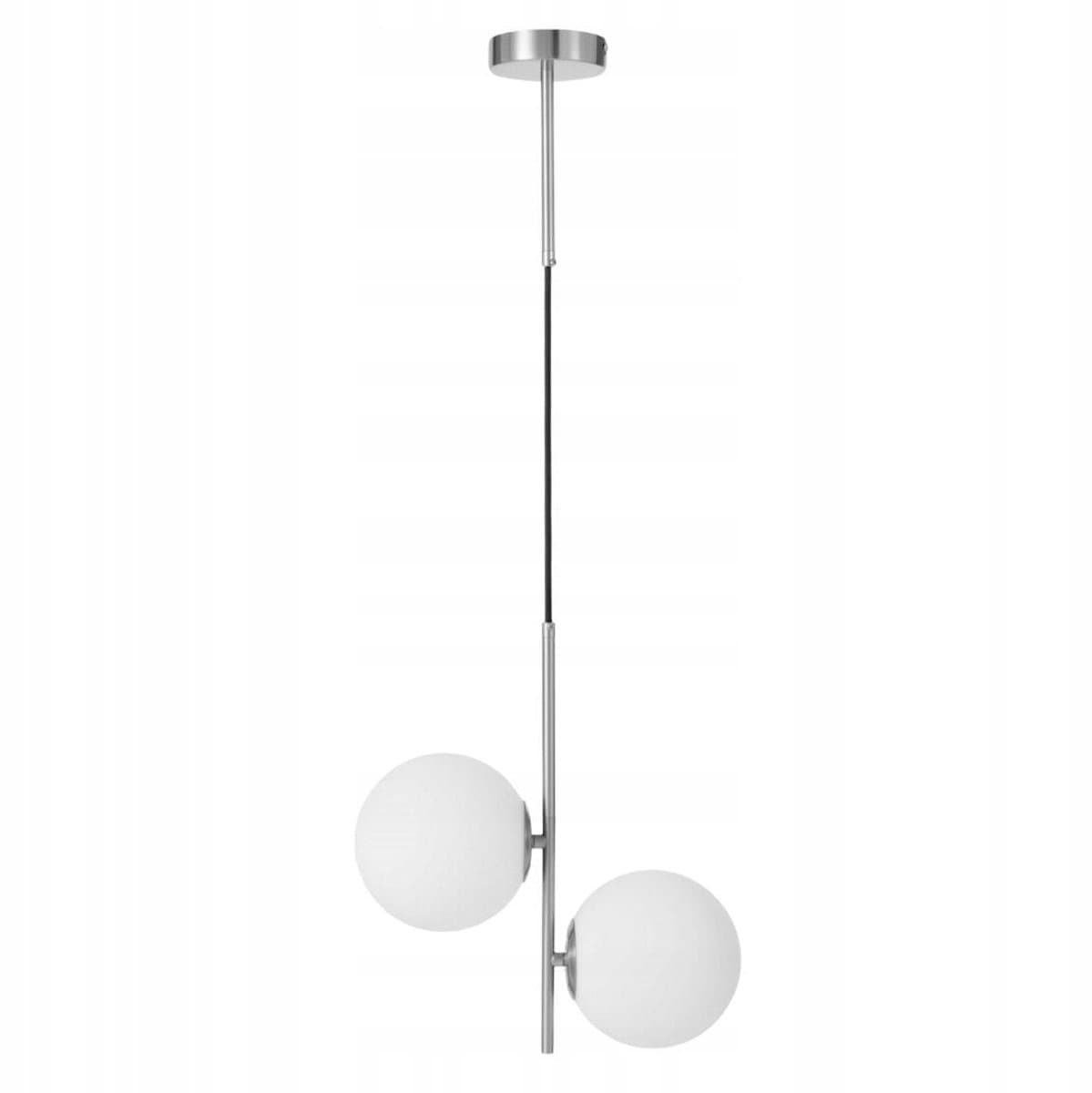 Milano Twin Hanglamp - Zilver met Melkglazen Bollen