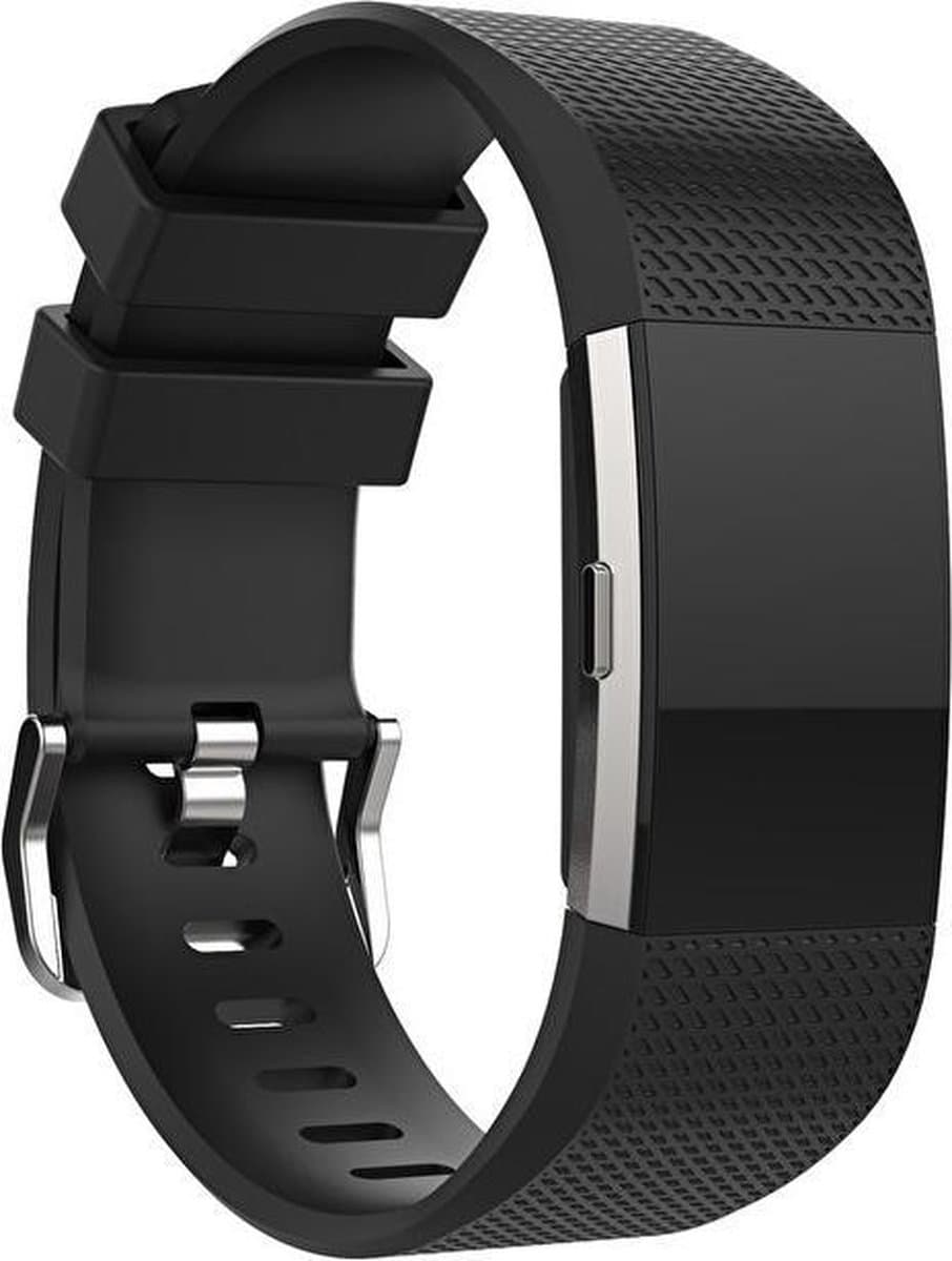 geschikt voor Fitbit Charge 2 Siliconen - Zwart - Maat L