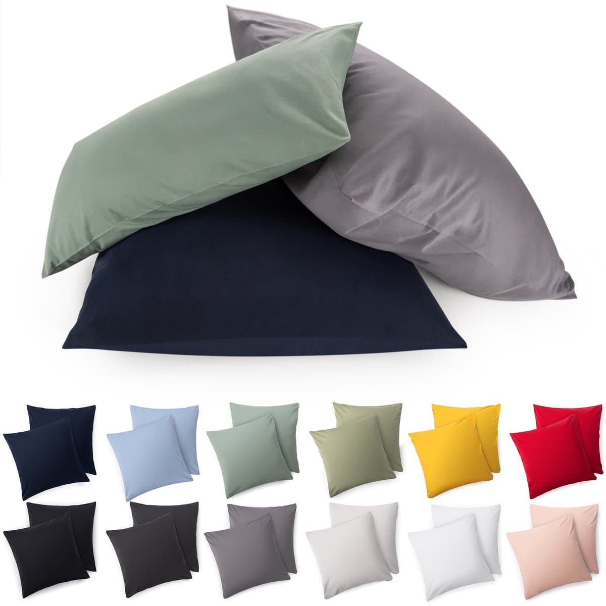 Blumtal - Set Van 2 Kussenslopen - Superzachte Premium Jersey Kussenhoes - 100% Katoen - 65 x 65 cm - Antraciet