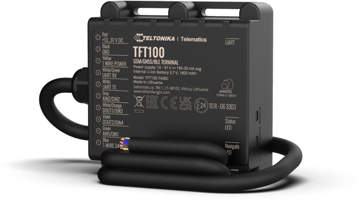 Teltonika · Tracker· TFT100· CAN Interface· E-Forklikt Plus· Motorfiets Zwart