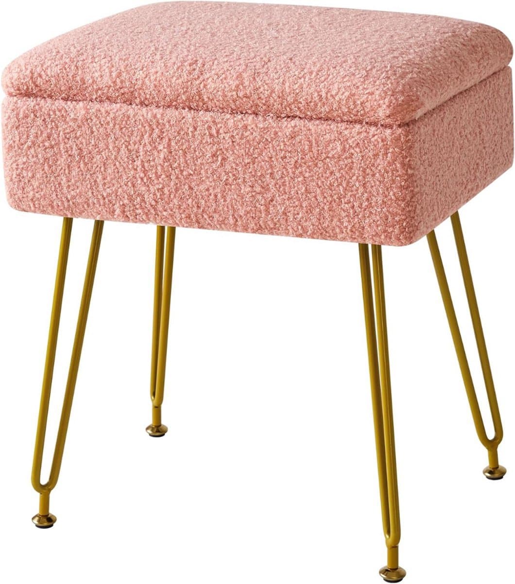 Thuys – Kaptafel Stoel – Make Up Kruk – Krukje – 40cm x 30cm x 47cm – Roze