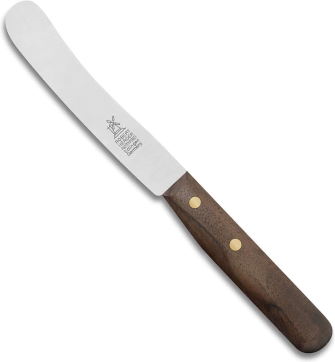 Robert Herder Ontbijtmes – Buckels – RVS – Lemmet 118 mm – Heft Walnotenhout