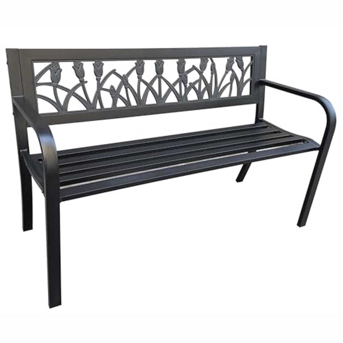 Moderne Tuinbank met Stalen Poten - Weerbestendig, Ruimte voor Meerdere Personen, Comfortabel Design, Breedte 124 cm