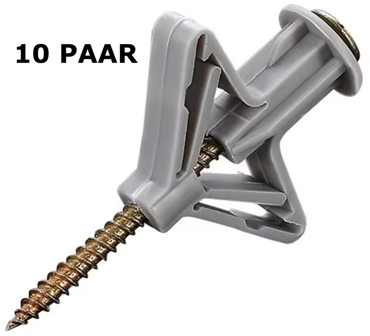 Han‑Bar® Gipsplaatpluggen voor Holle Ruimtes – 10 Paar Hollewandpluggen - (Inclusief Schroeven)