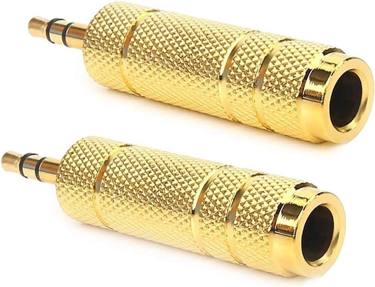 2 Stuks Audio Adapter 3.5mm naar 6.35mm Jack - Hoofdtelefoon Aansluiting Converter
