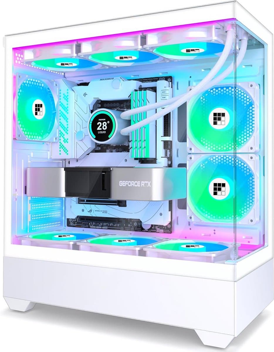 ATX Mid-Tower PC Behuizing met 5 ARGB Fan - F1 White