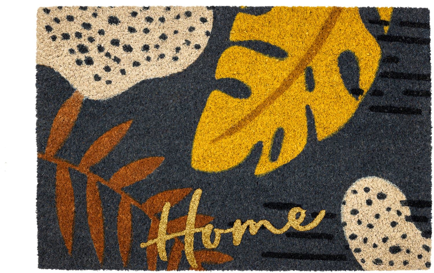 Ruco Glitter Home Leaves 40 x 60 cm - Kokosmat - Deurmat Binnen - Kokos Deurmat - Geïmplanteerd - Vinyl Onderzijde