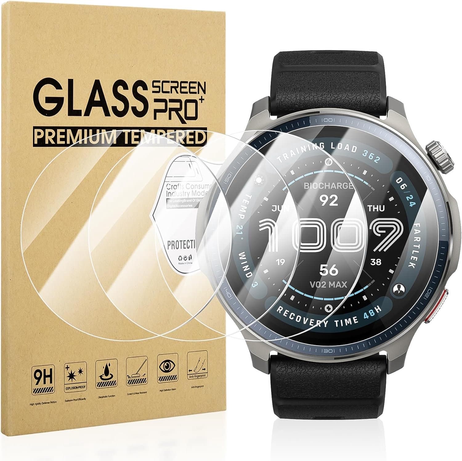 Dailygoods - 4-Pack Gehard Glas Schermbeschermer voor Smartwatch