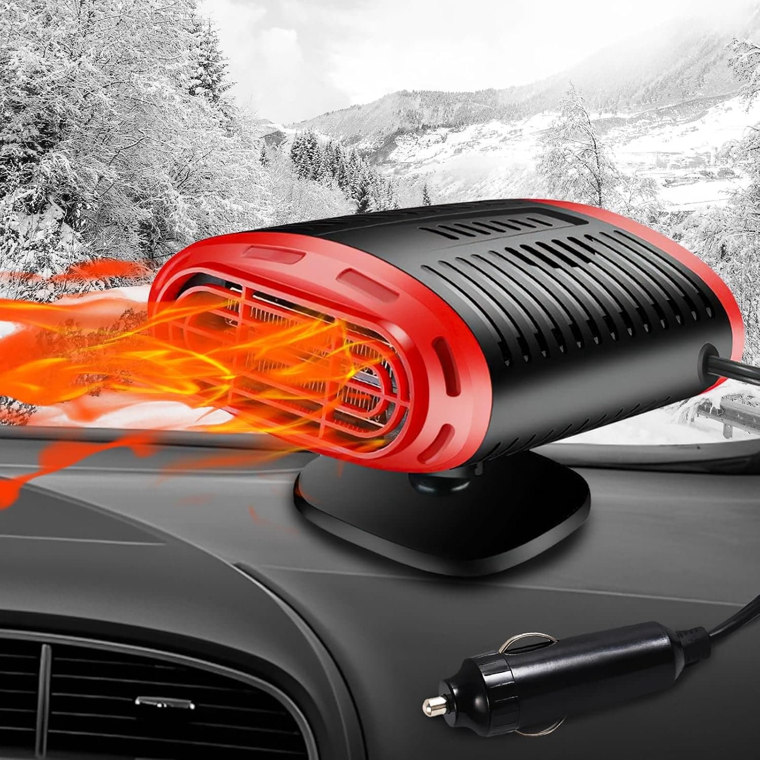 Car Heater, 12 V Heater, Car Fan Heater, Portability 2 in 1 Function, Plug in Cigarette Lighter, 360° Rotatable, Car - ShopVlot