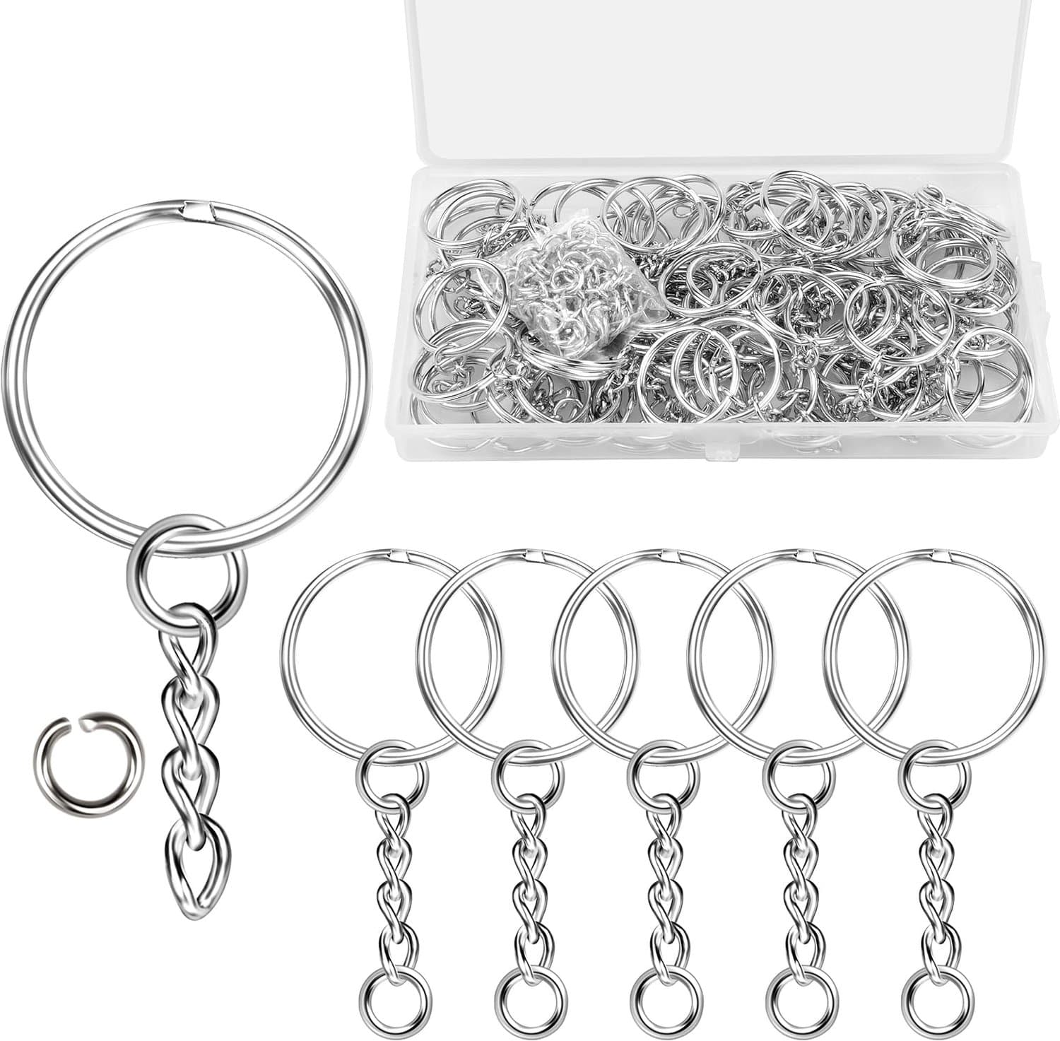 80 Stuks Sleutelringen met Ketting - Perfect voor Knutselen en DIY Projecten