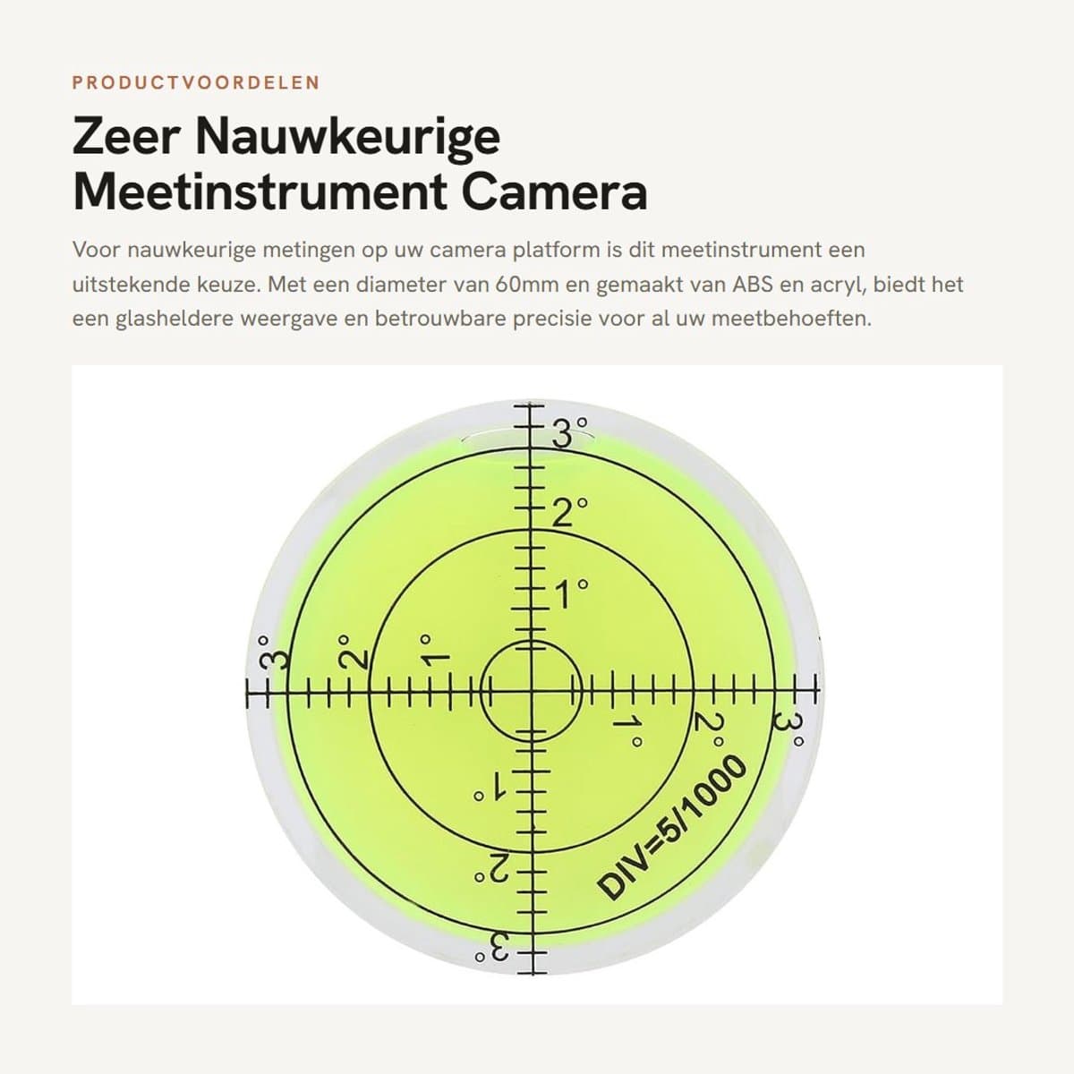 Dailygoods- Meetinstrument Zeer Nauwkeurig - Horizontale Libel - Weegschaal - Camera Platform - ABS Kunststof - 60mm Diameter - Waterpas