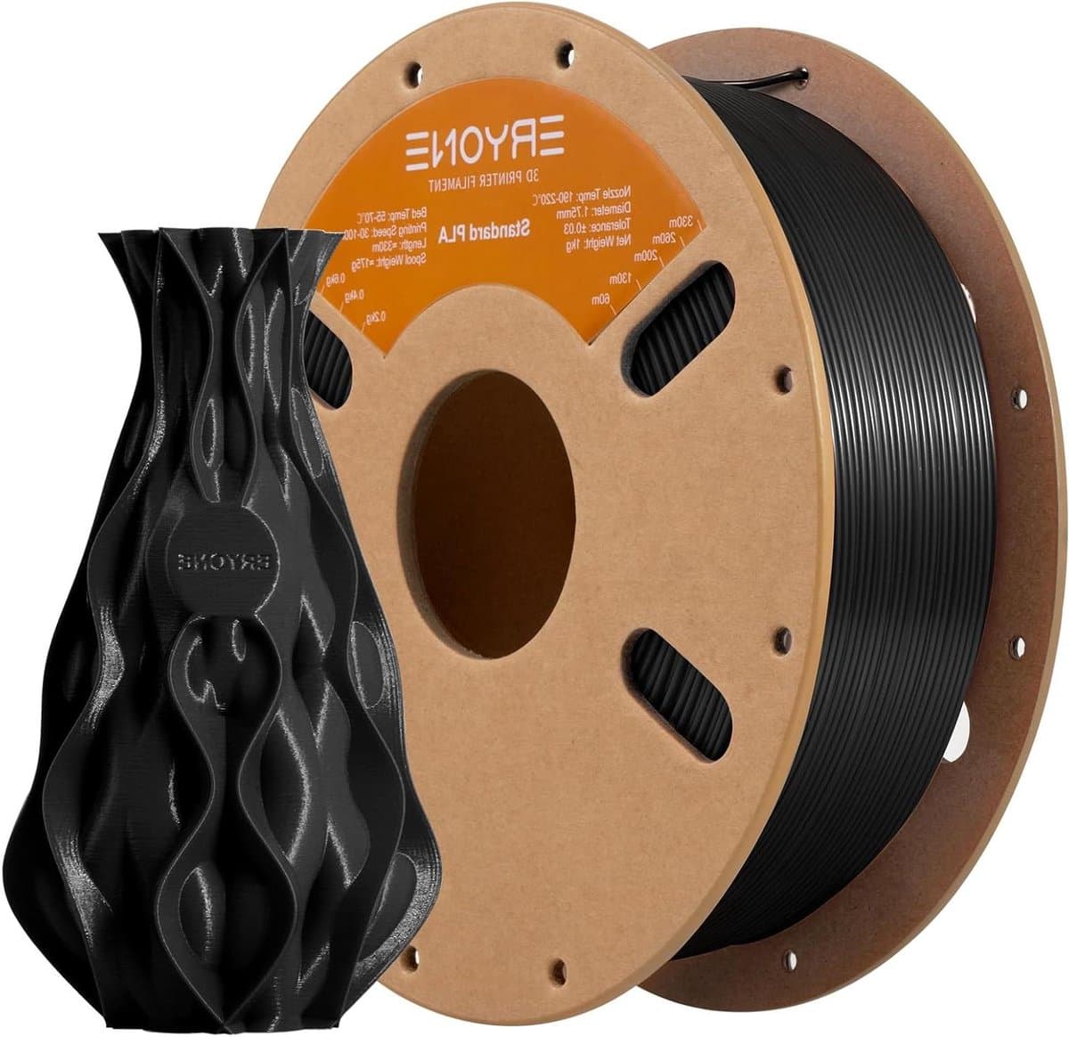 PLA Filament - 3D Print Materiaal - 3D Prototypes Maken - Jam Free Ontwerp - 1 kg - Zwart