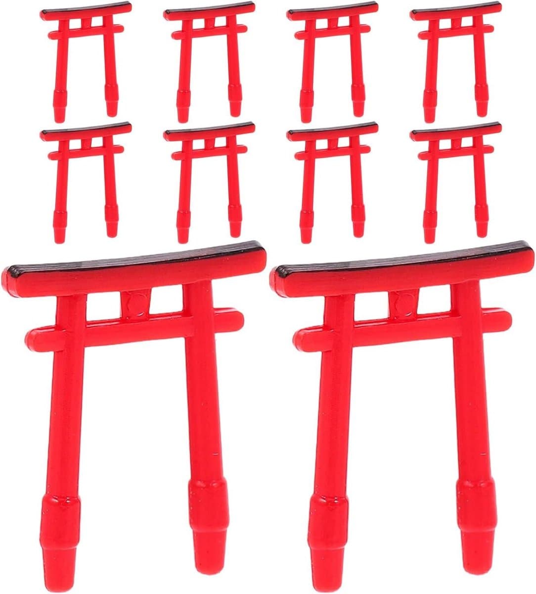 Miniatuur Torii Poortjes - Japanse Poortjes Tuin - Aquarium Decoratie - Realistisch Vakmanschap - 1.5 x 1.4 cm - Rood
