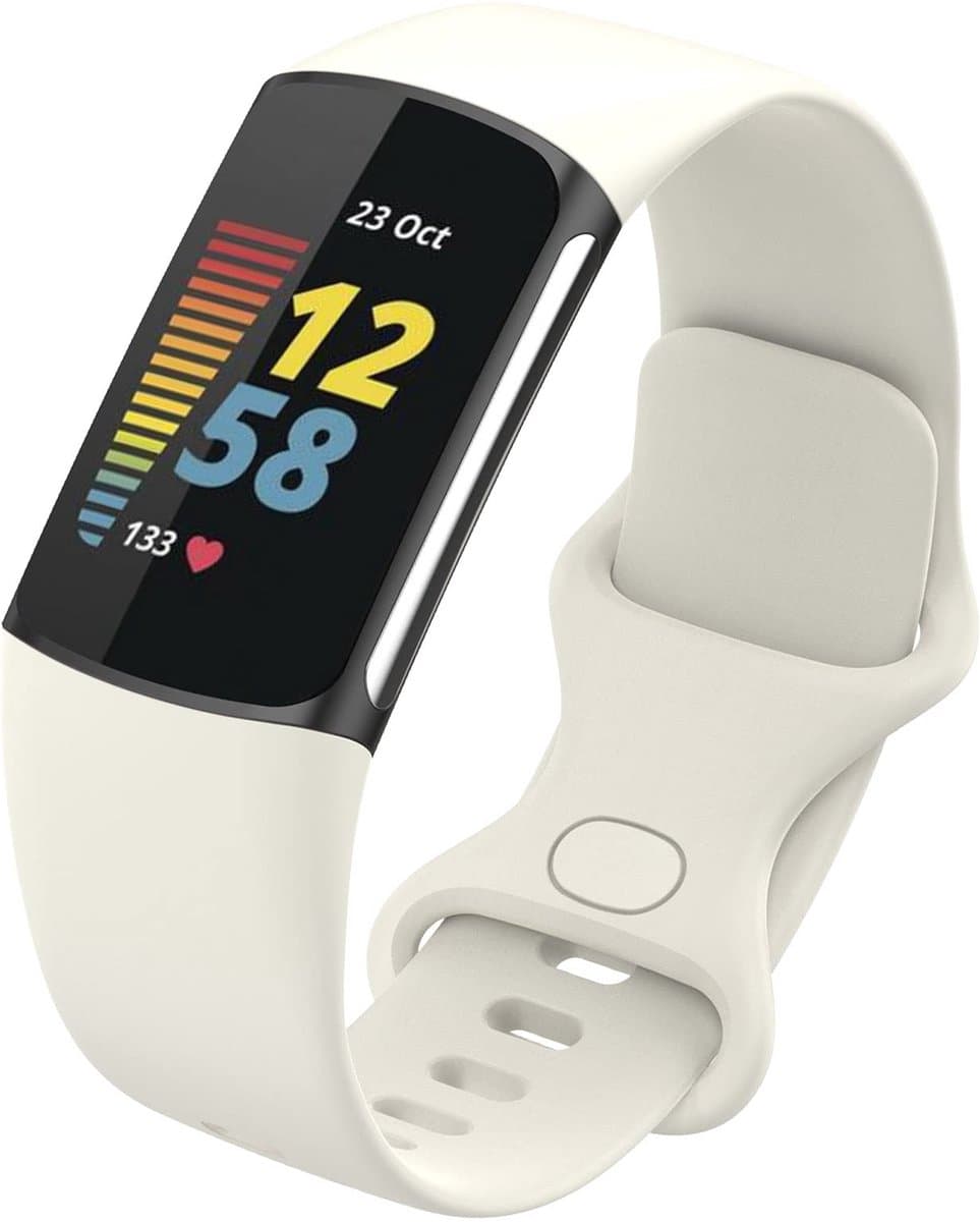 Silikon Armband voor Fitbit Charge 5 - Verstelbaar Sportband - Aprikose