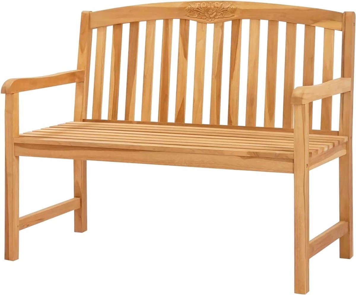 Rozenbank Tuin - Houten Bankje - Ontspannen Buiten - Massief Teakhout - 114 x 605 x 95 cm - Naturel