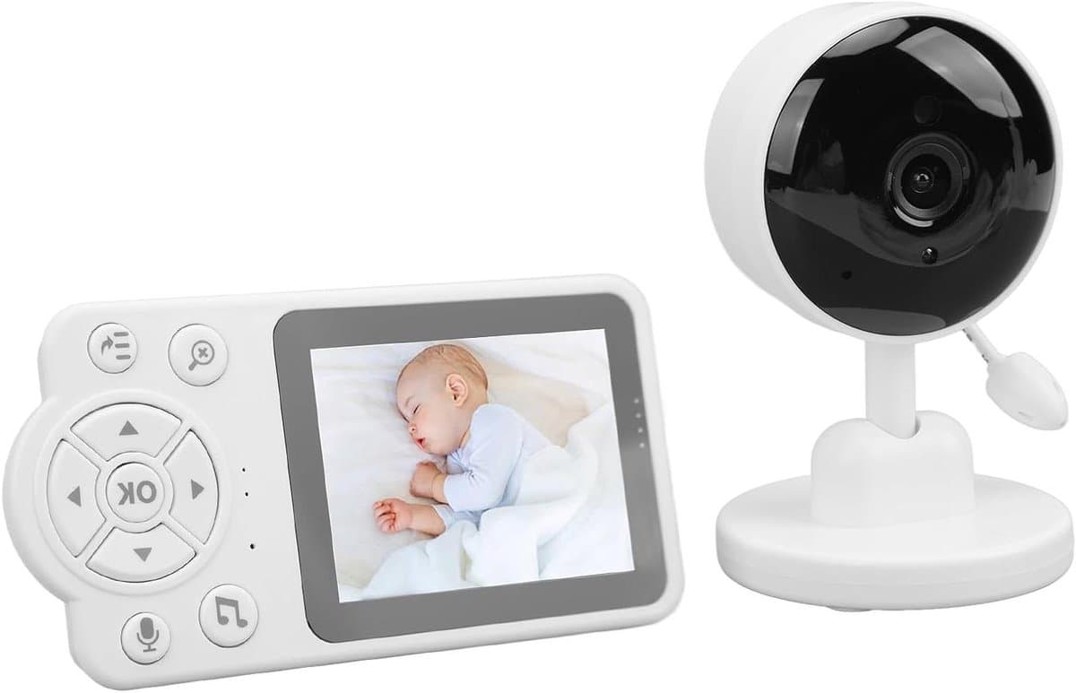 Babyfoon met Camera - Video Monitor - Baby Bewaken - Tweerichtingsgesprek - 720P HD - Wit