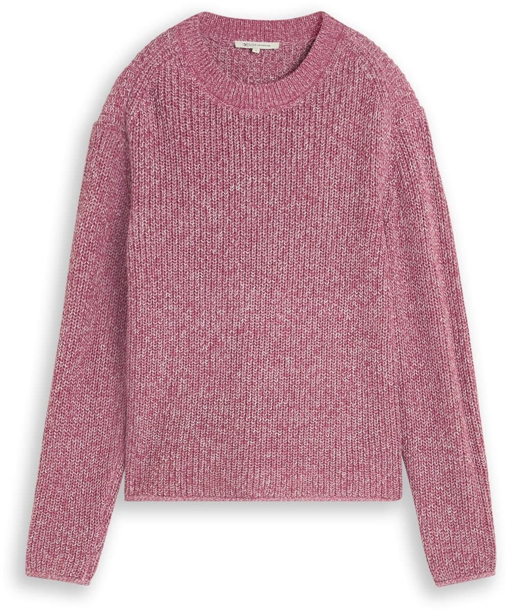 Tom Tailor Denim - Gebreide trui met relaxte pasvorm - Maat XS - dusty berry mouline