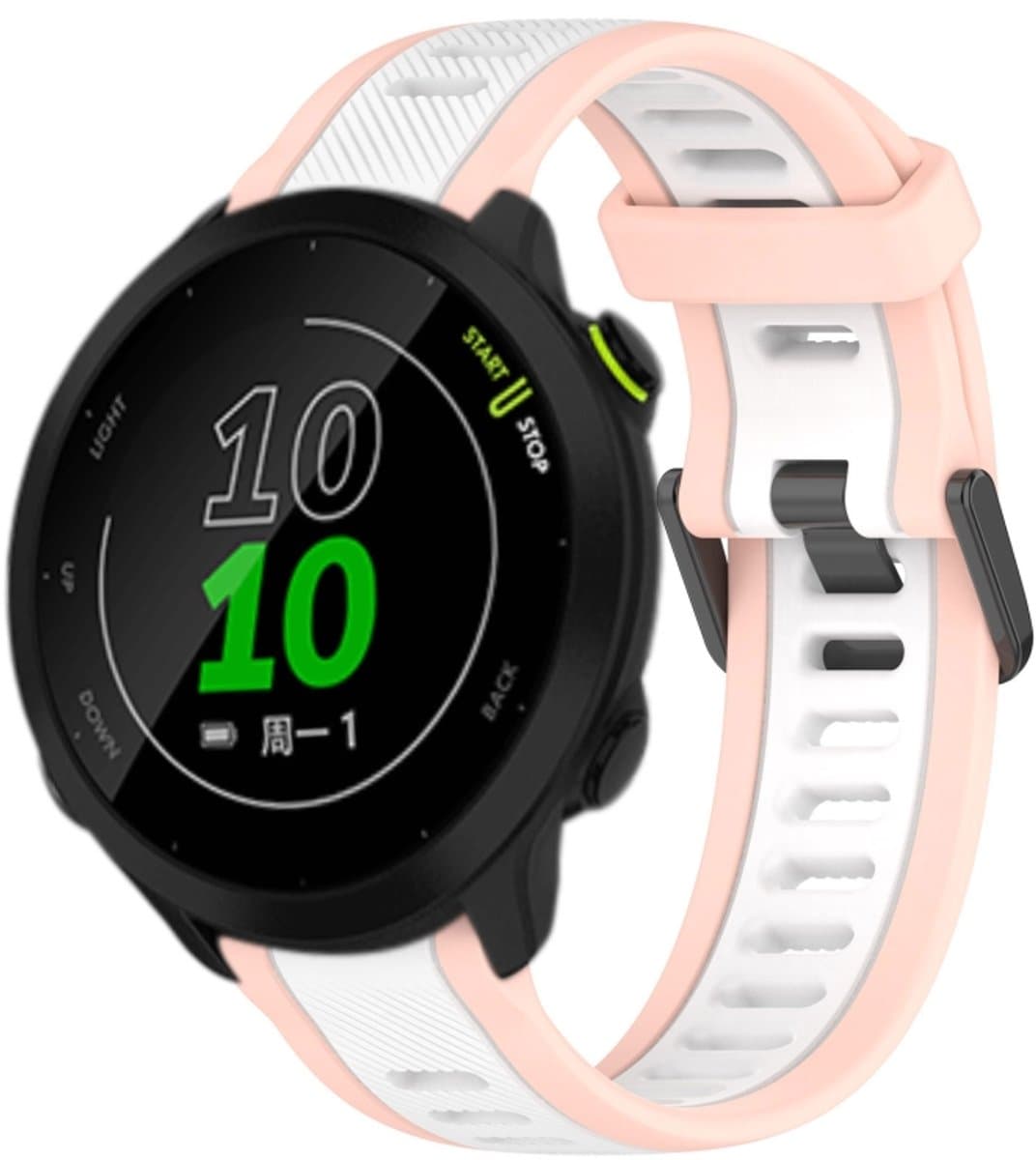 Voor Garmin Forerunner 158 20 mm tweekleurige siliconen horlogeband met textuur (wit + roze)