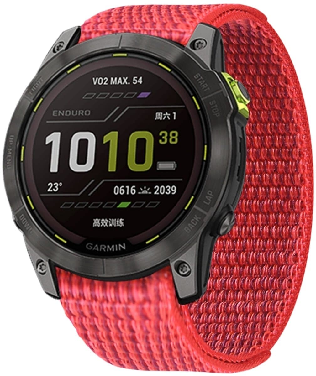 Voor Garmin Fenix 7X klittenband nylon horlogeband (rood)